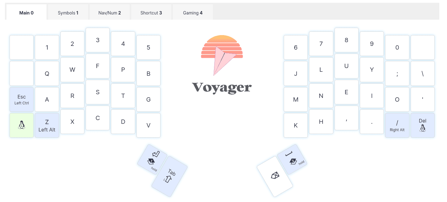 Screenshot of my layout on the Oryx configurator